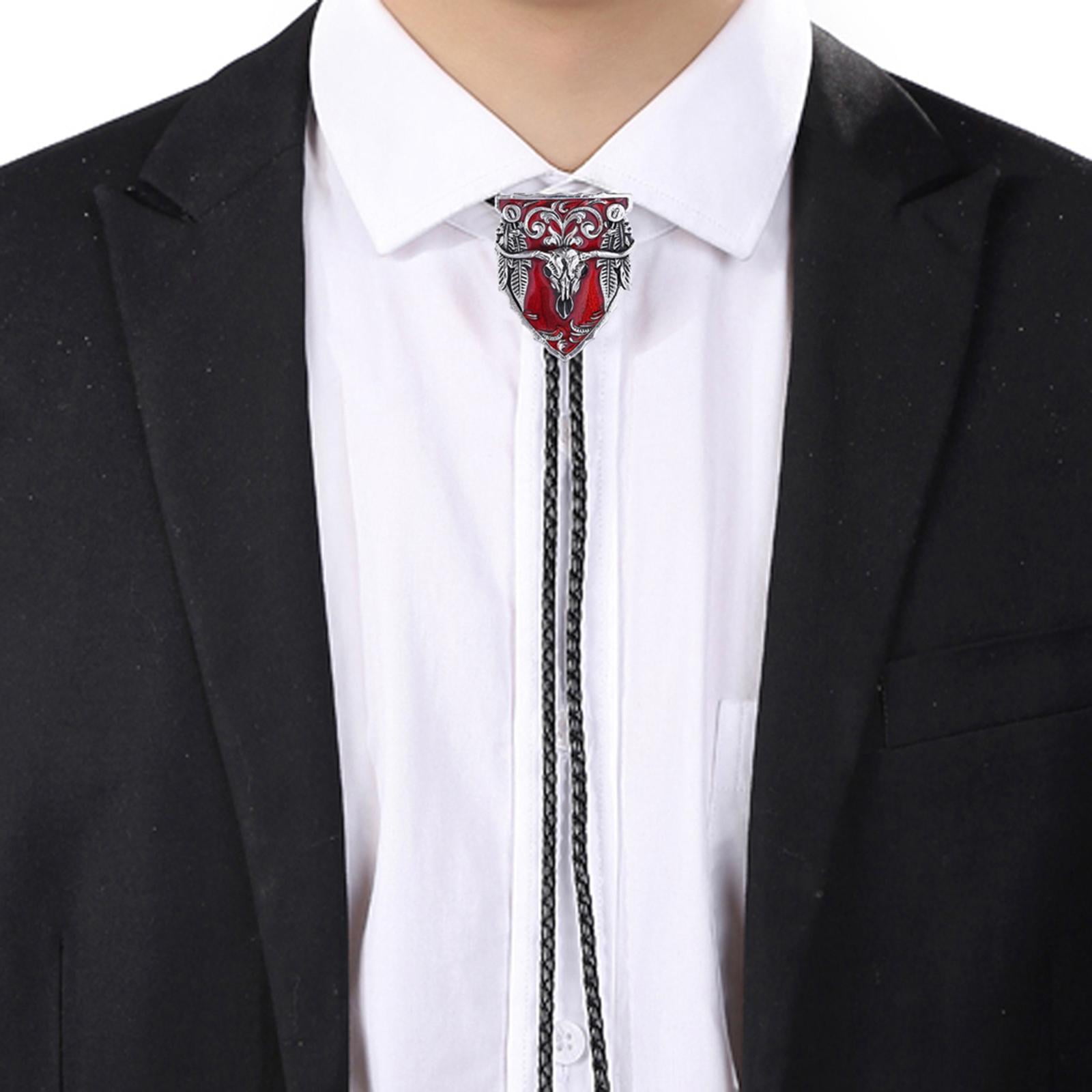 Bull Enamel Pattern Bolo Tie Western Cowboy Vintage Handmade