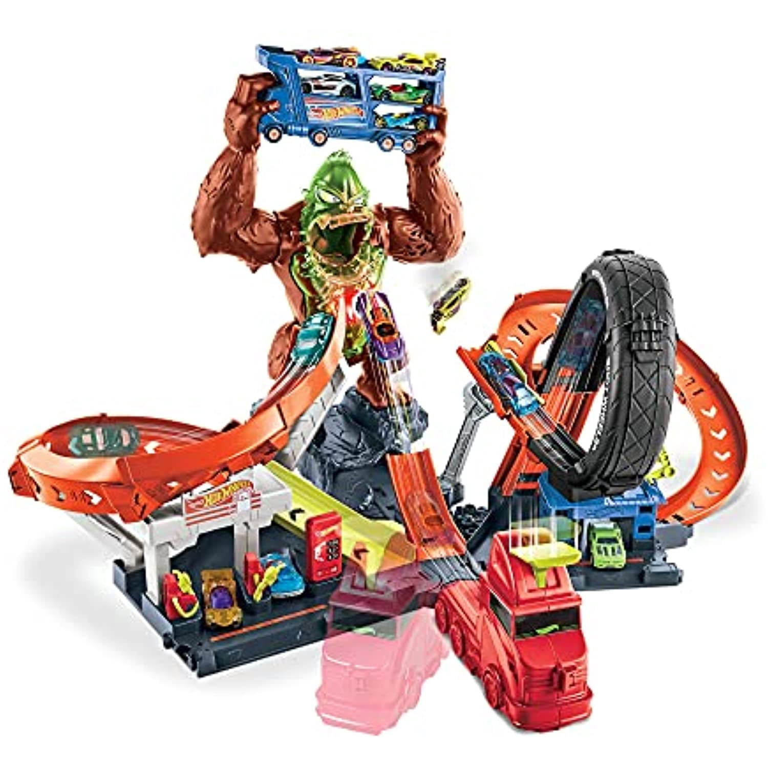 Hot Wheels Toxic Gorilla Slam Playset for Indoor Playgrounds