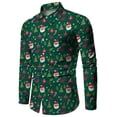 thumbnail image 3 of Camisas navideñas para hombre, camisa con estampado de árbol de Papá Noel, cuello clásico, informal, manga larga, ropa de moda, estilo étnico, 3 of 4