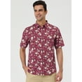 thumbnail image 3 of CamiHawaiaDe PlaEstampado Floral Con Botones ManCorCamiDe Verano PaHombres Borgoña-Estampado Floral Ro56, 3 of 6