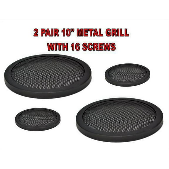 2 Pair 10" INCH CAR SPEAKER WOOFER STEEL MESH GRILLS WITH SPEED CLIPS AND SCREWS PROTECT YOUR SPEAKERS