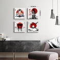 Japanese Canvas Wall Art Black and White Red Wall Decor Japanese ...