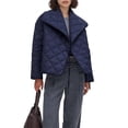 thumbnail image 3 of Chaquetas Acolchadas Ligeras con Cuello de Solapa y Botones, con Bolsillos. Azul Real L, 3 of 10