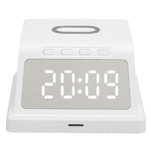 15W Wireless Charger Alarm Clock with Wireless Charger Pad Digital Alarm Clock with Wireless Charging Whitefor iPhone 16 15 14 13 12 Pro Max Plus Samsung Galaxy S21