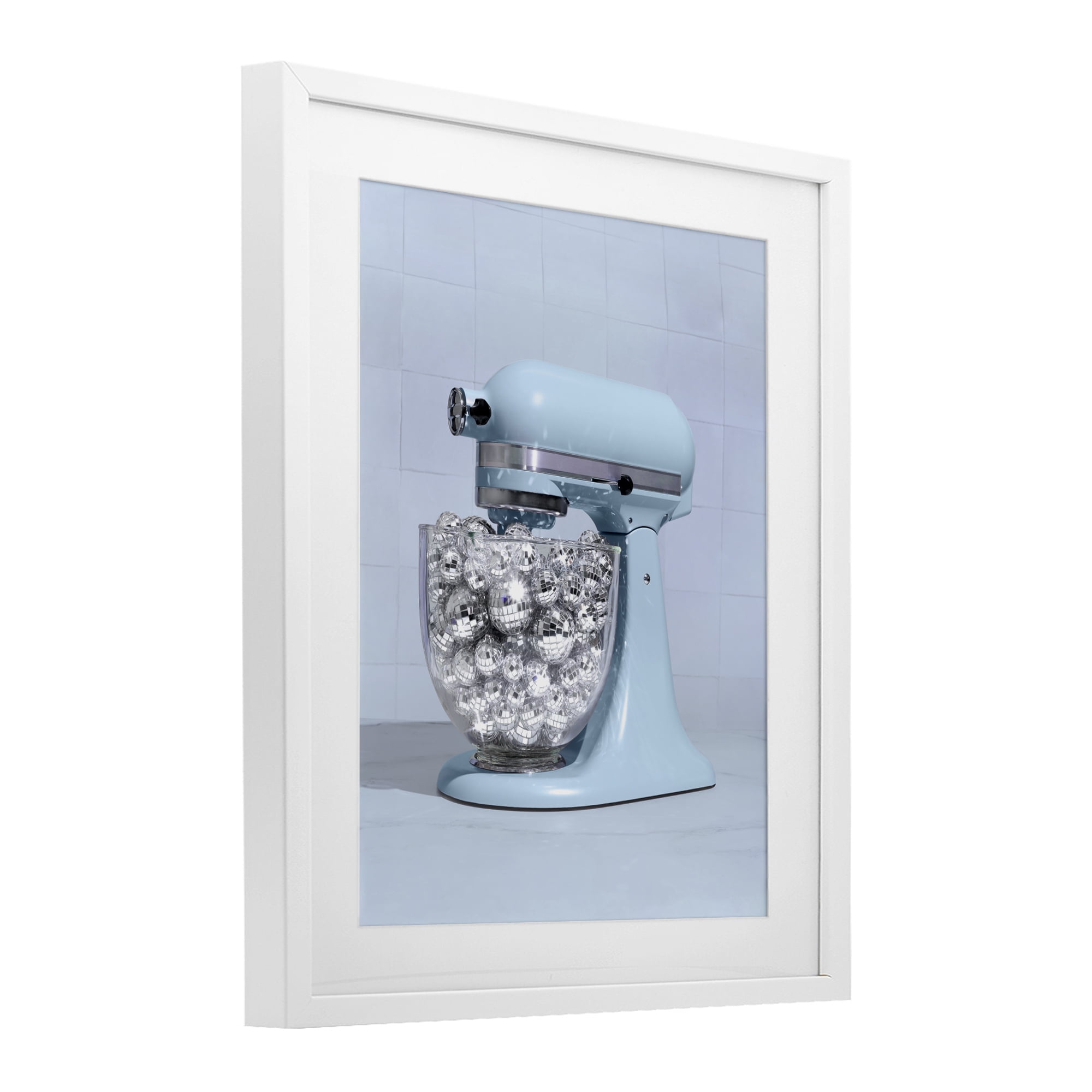 Stupell Industries Disco Kitchen Mixer over Blue White Framed Print Under Glass, design by LISH Creative