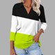 thumbnail image 2 of Camiseta de Solapa de Cuello en V de la Manga Superior de 3/4 de las Mujeres, Uso Diario Cómodo Casual, 2 of 9