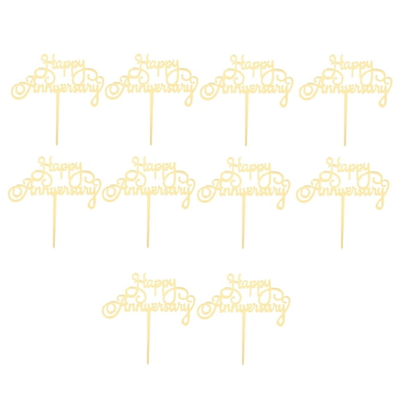 HOMEMAXS 10Pcs  Acrylic Cake Inserts Happy Anniversary Cake Dessert Toppers Photo Props