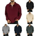 thumbnail image 6 of Chiccall Mens Fuzzy Fleece Sweatshirts Long Sleeve Pullover Warm Quarter Zip Lapel Sweaters, 6 of 6