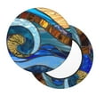 thumbnail image 3 of Round Bar Stool Seat Covers, Stained Glass Ocean Wave Elastic Round Chair Cover Stool Seat Slipcover Bar Stool Cushions Round Pad for 12-14 inch, 3 of 7