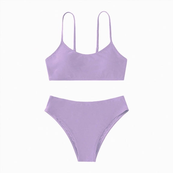 Ymyiu Girls Tankini Toddler Baby Girls Summer Swimsuit Sleeveless Striped Swimwear Two-Piece Suit Beach Bikini Size 8-9 Years (Purple,8-9 Years)
