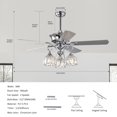 thumbnail image 4 of 52'' Crystal Ceiling Fan Lamp With Remote Control 3 Speed (High, Mid, Low), 5 Reversible Blades For Living Room, Dining Room, Bedroom, Family Room, Chrome, 4 of 9