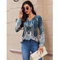 thumbnail image 3 of Zeagoo Blouses for Women V Neck Button Casual Dressy Shirts Long Sleeve T-Shirts Pleated Floral Tunic Tops Boho Tunic Tops, 3 of 6