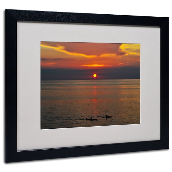 Trademark Fine Art "Sunset Paddle" Canvas Art by Kurt Shaffer, Black Frame
