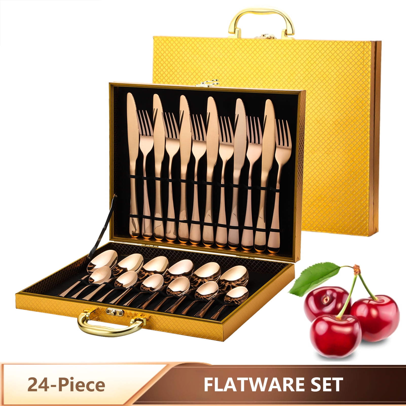 Hiware 24-Piece Silverware Set with Steak Knives, Morocco