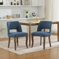 thumbnail image 2 of UHOMEPRO Dining Chair Set of 2, Mid-Century Fabric Upholstered Dining Room Chairs, Modern Kitchen Chairs with Curved Backrest and Copper Nails for Dining Room Living Room Kitchen, Blue, 2 of 9