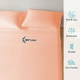 thumbnail image 4 of 600 Thread Count 4 Piece Quality Sheet Set 18 Inch Deep Pocket 100% Egyptian Cotton Color Peach Stripe Size California King, 4 of 6