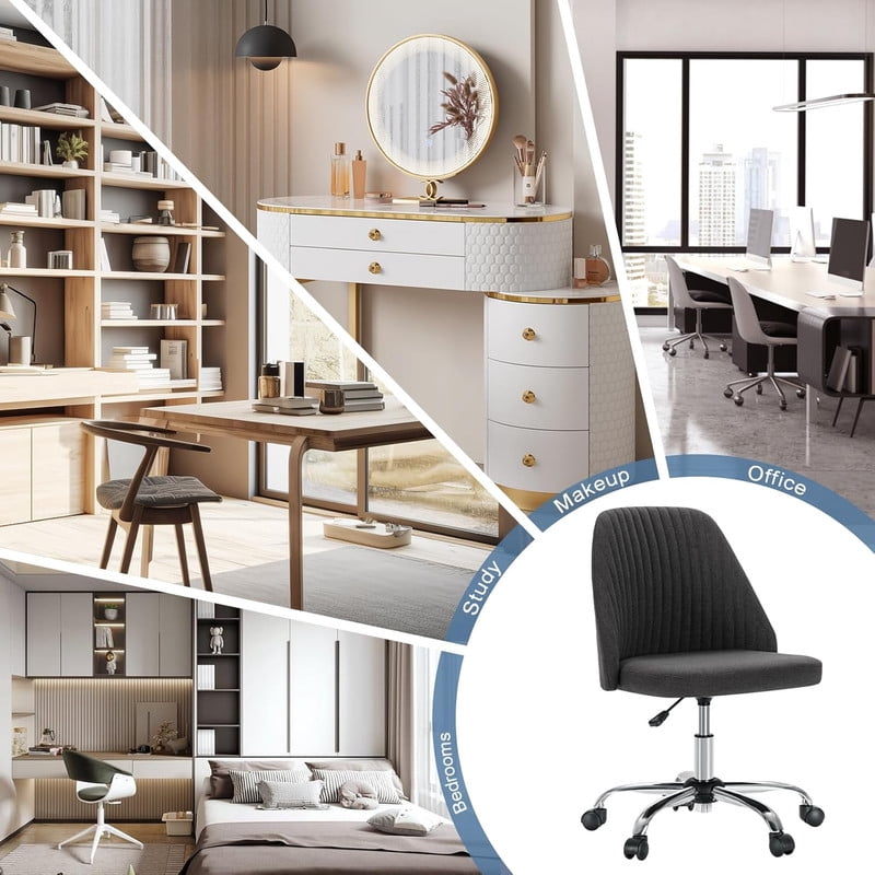Sybels Modern Office Chair: Armless Swivel Desk Chair with Wheels, Adjustable Height Rolling Task Chair for Home,Dark Gray
