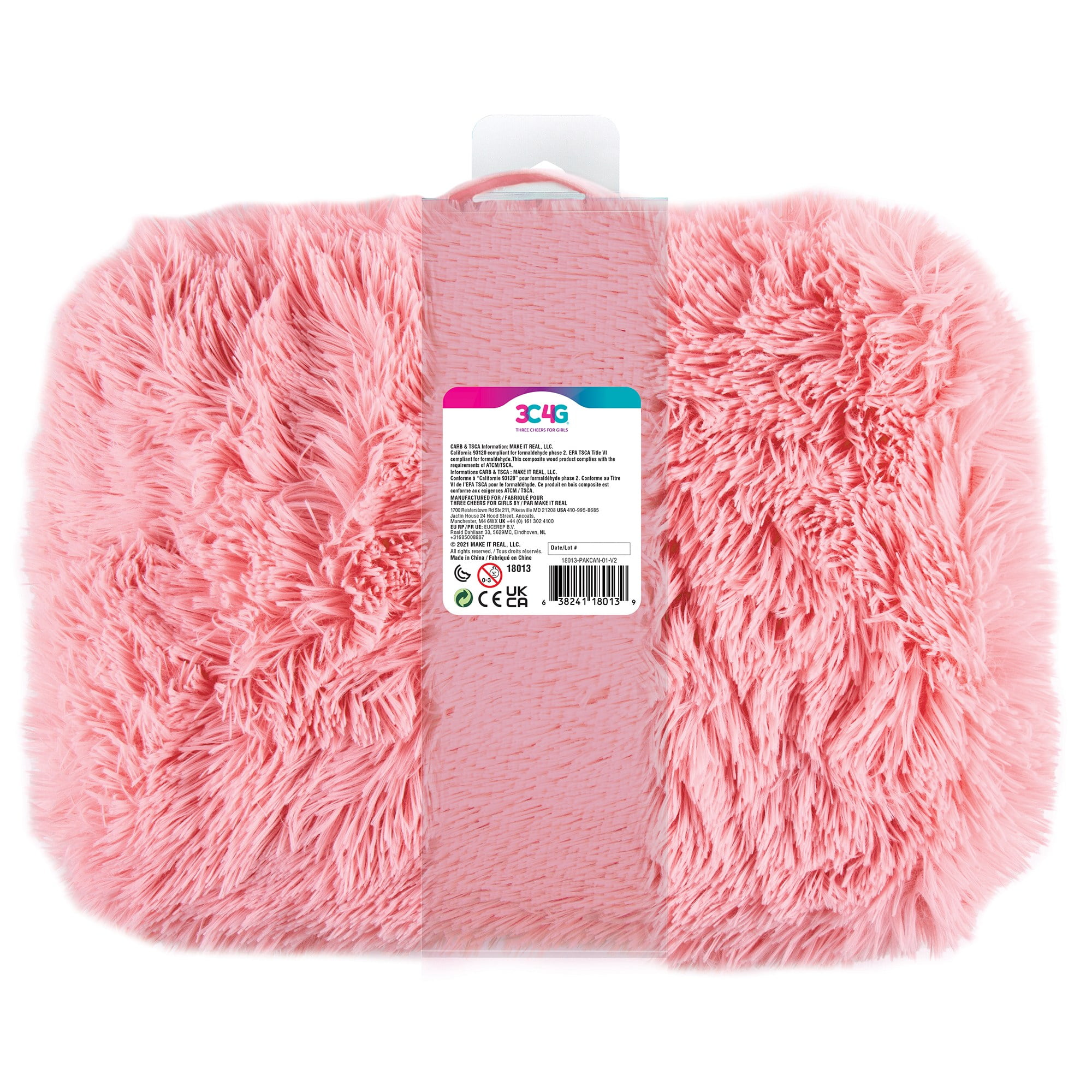 Three Cheers for Girls: Pink & Gold Deluxe Fur Portable Lap Desk -  W/ Handle & Versatile Media Slot - 12” x 17”,  Perfect For Fun & Homework, Ages 6+