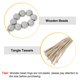 thumbnail image 4 of Uxcell 6Pcs Anillos de Servilleta de Perlas de Madera, Hebillos de Perlas de Madera de Estilo Campestre con Borlas de Cuerda de Yute (Gris), 4 of 6