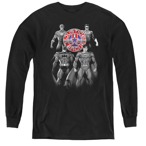 Jla - Shades Of Gray - Youth Long Sleeve Shirt - X-Large