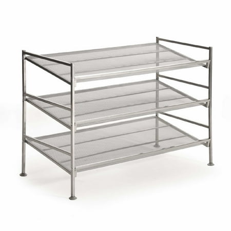 UPC 017641158908 product image for Seville Classics 3-Tier Adjustable Shoe Rack  Metal and Mesh  Silver | upcitemdb.com