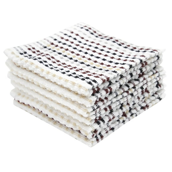 RITZ Pebble Cotton Terry Bar Mop Dish Cloth Set, 6-Pack, 12" x 12", Neutral