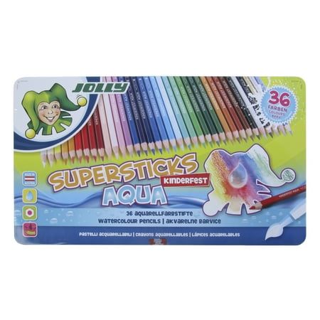 Jolly Supersticks Watercolor Pencils with Tin, Assorted Colors, Set of