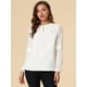 thumbnail image 3 of Top de la blusa de la oficina del trabajo del cuello del ojo de la cerradura de las mangas largas semi transparentes de la gasa elegante de las mujeres blanco M, 3 of 6