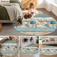 thumbnail image 5 of Round Rugs 8Ft, Teal Blue Brown Beach Coastal Round Area Rug Washable Indoor Throw Carpet, Nautical Shell Starfish Coral Summer Large Non Slip Circle Rug for Kids Room RV Home Decor Aesthetic, 5 of 8