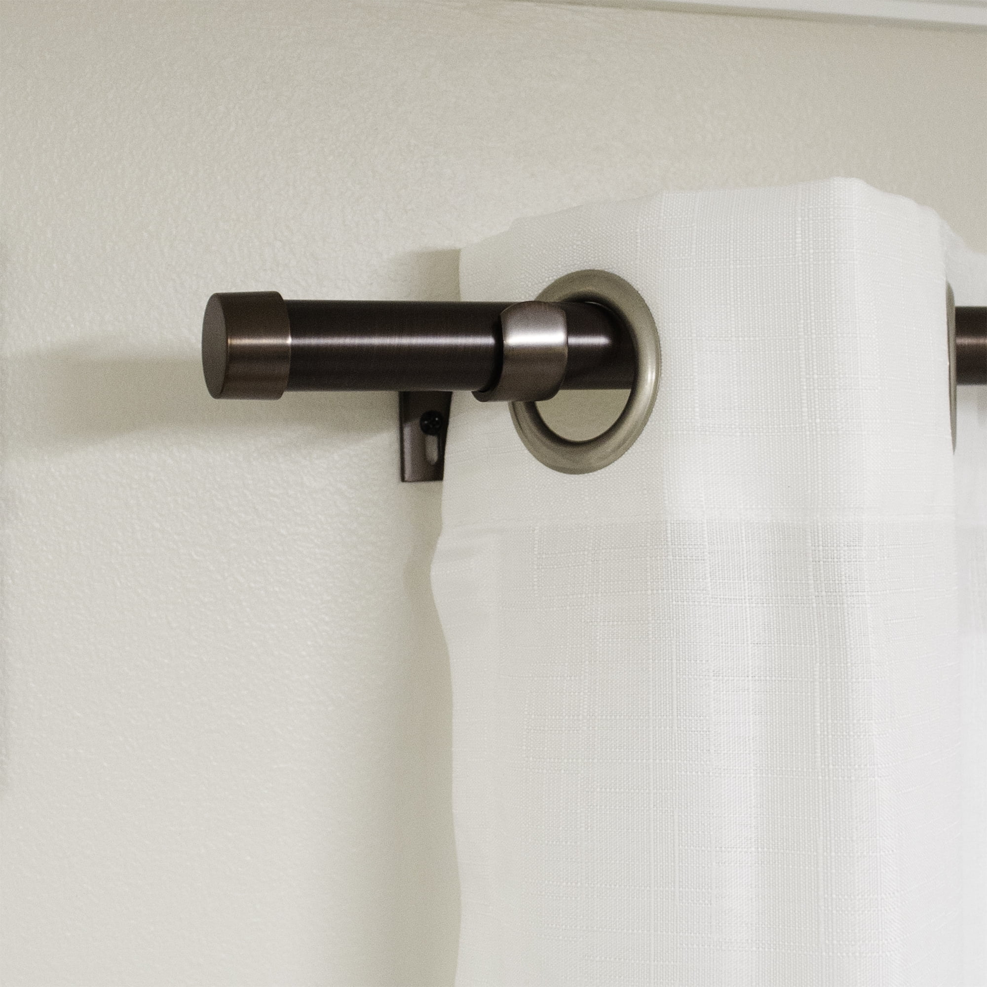 Better Homes & Gardens 1" Plated Oil Rubbed Bronze Cap Adjustable Single Curtain Rod Set, 36"-66"