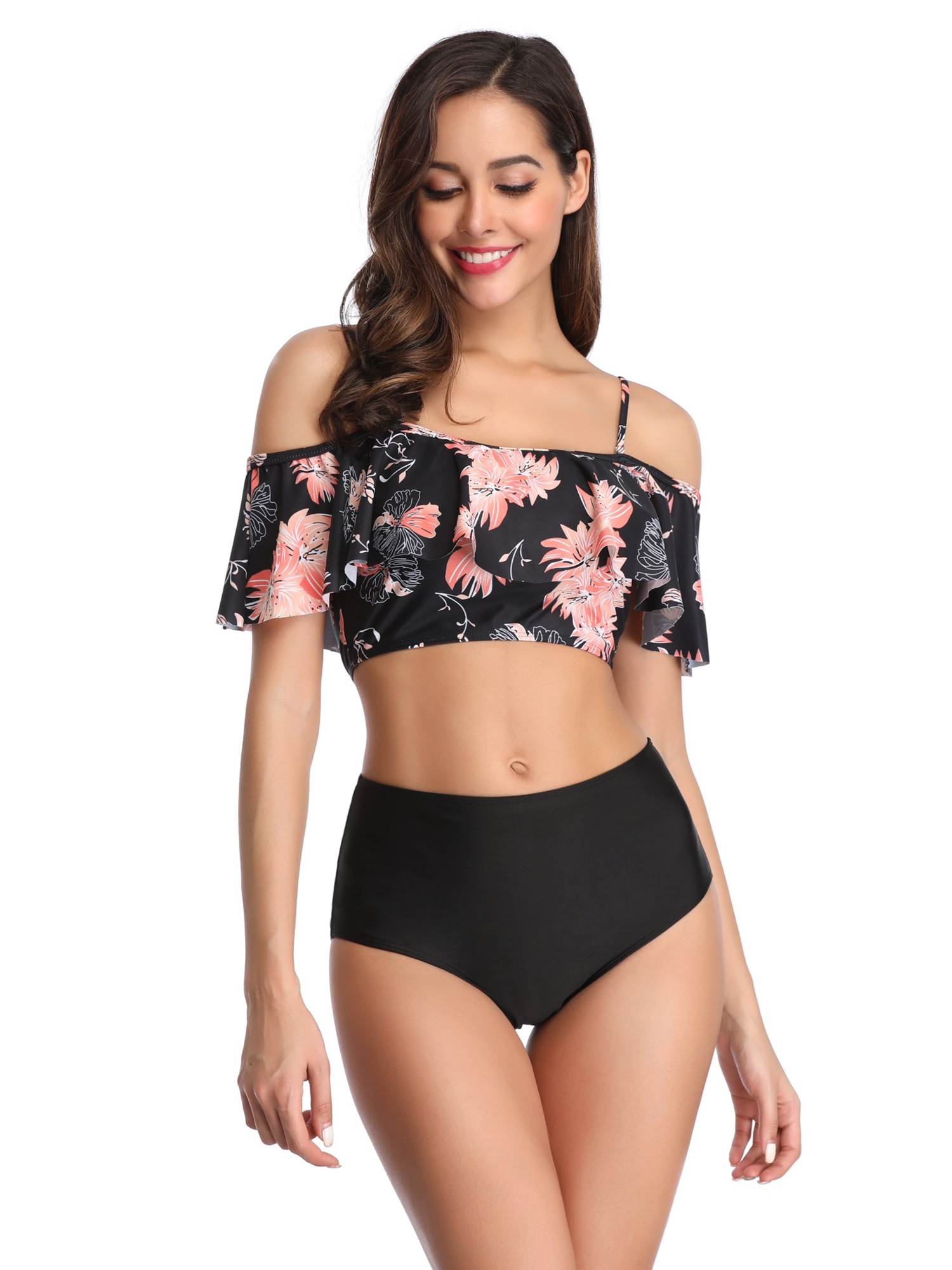 high waisted two piece swimsuit walmart