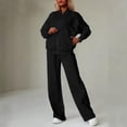 thumbnail image 2 of Rexolia Women’s Full Zip Relaxed Top & Wide Leg Pants Solid 2-Piece Active Set Black L, 2 of 4