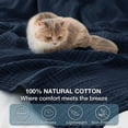 thumbnail image 3 of 100% Cotton Muslin Blanket Large 50" x 70", 6 Layers Lightweight and Breathable Throw Blankets for Couch, Soft Cooling Gauze Blanket for Adults All Season, Navy, 3 of 4