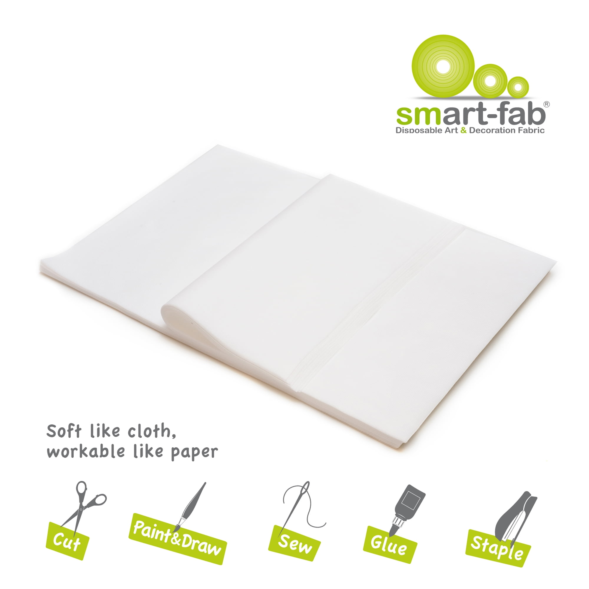 Smart-Fab Art & Decoration Fabric Sheets, 12" x 18", White, 45 Sheets Per Pack, 2 Packs
