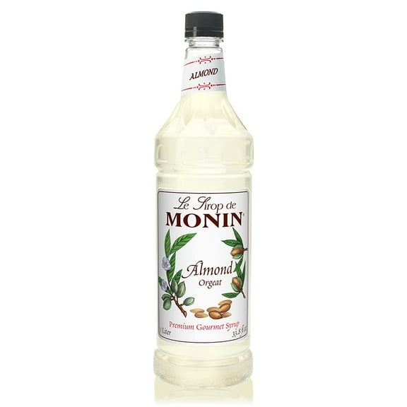 Monin - Almond Syrup, Sweet and Rich Nutty Aroma, Natural Flavors, Great for Coffee Drinks and Specialty Cocktails, Non-GMO, Gluten-Free (1 Liter)