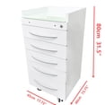 thumbnail image 2 of 5 Drawers Dental Assistant Mobile Cabinet Office File Storage Cart Lockable Moving Side Cabinet with Lock and 2 Pallets White, 2 of 7