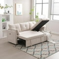 thumbnail image 3 of BISHE L Shaped Sectional Sofa with Pullout Bed, 81 Inch Convertible Sleeper with Reversible Chaise & Storage Seats, 2 in 1 Pull Out Couch with Side Pockets for Living Room, Apartment, Beige, 3 of 7