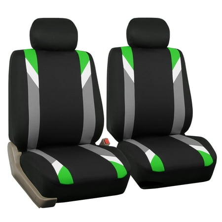 FH Group Car Seat Covers Front Set in Green Cloth - Car Seat Covers for Low Back Car Seats with Removable Headrest, Universal Fit, Automotive Seat Covers, Washable Car Seat Cover for SUV, Sedan, Van