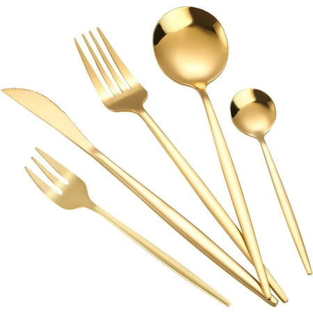 

MONIPA Gold Flatware Set 90 Pieces Gold Silverware Set 18 Set Gold Flatware Cutlery for Kitchen Home Restaurant
