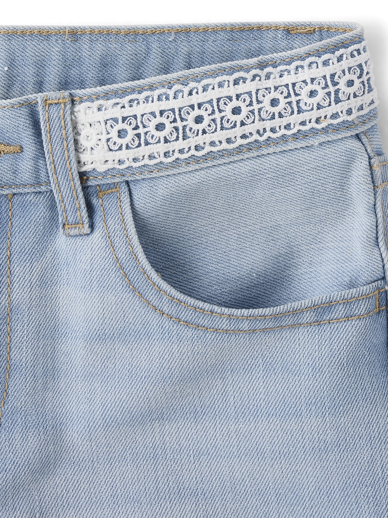 The Children's Place Girls Relaxed Fit Embroidered Denim Midi Shorts, Sizes 4-16