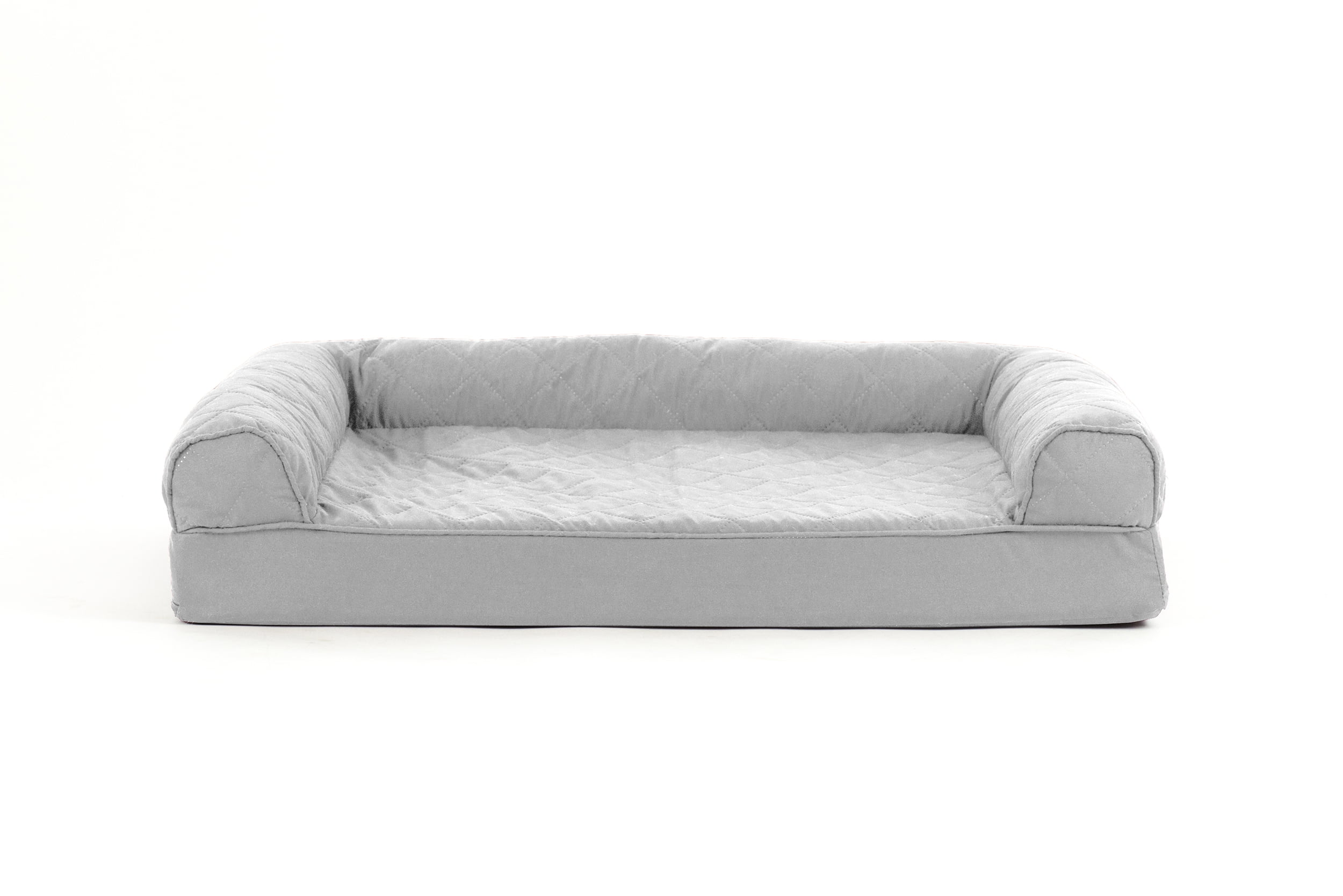 FurHaven Pet Products Quilted Cooling Gel Top Sofa Pet Bed for Dogs & Cats - Silver Gray, Medium