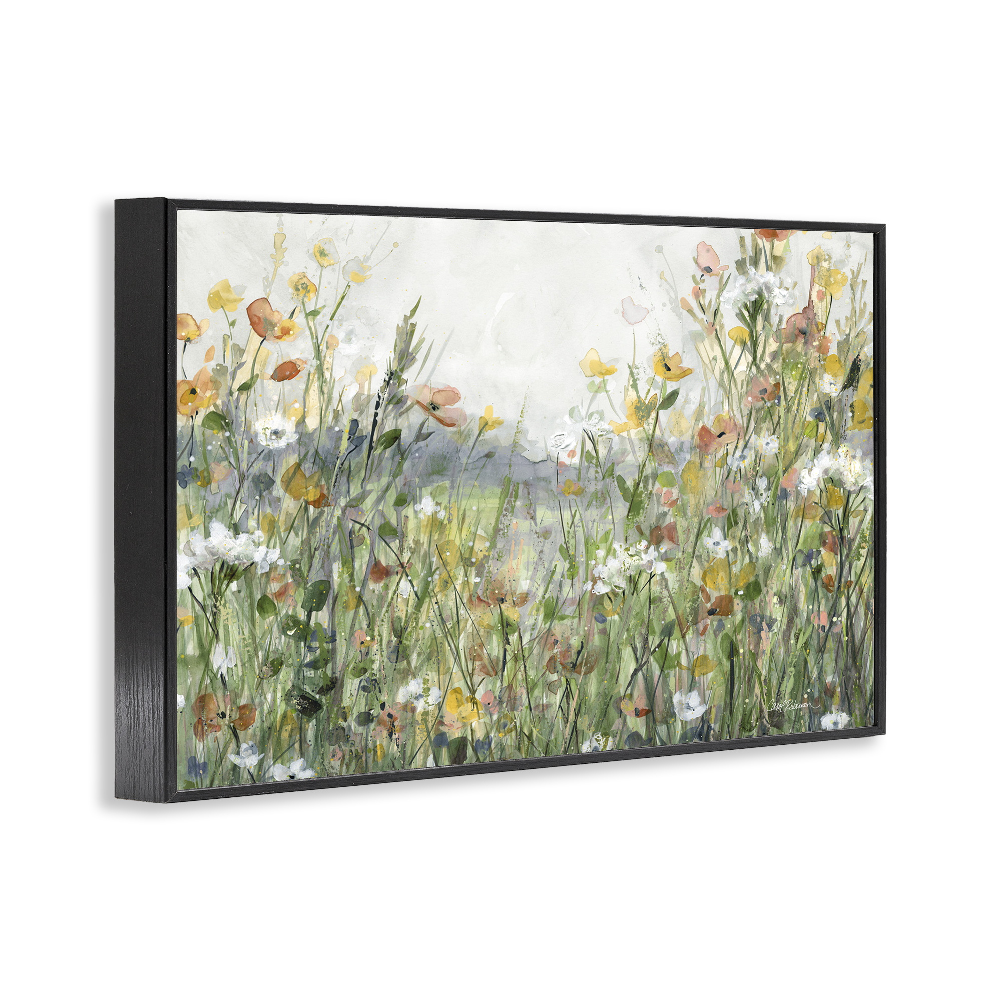 Stupell Industries Quiet Natural Meadow Landscape Painting Black Framed Art Print Wall Art, 30 x 20