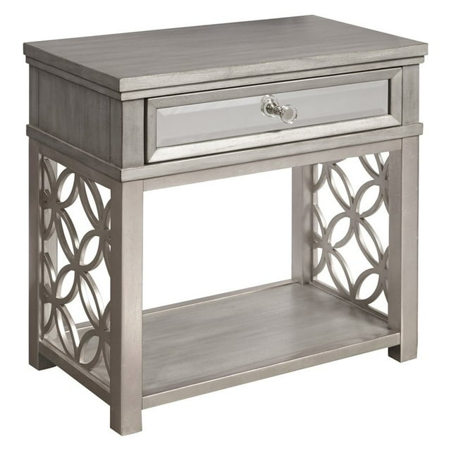 Home Fare Table de Chevet à Jambe avant Miroir avec Feuilles Argentées