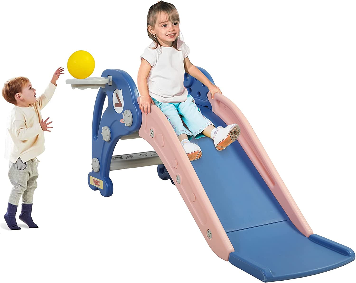 Details about   Toddler Slide Climber In/Outdoor Kids Playground Toy Play w/ Basketball Hoop US 