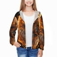 thumbnail image 3 of Cauagu Gold Flame Pattern Wolf Print Sun Protection Jacket for Teen,Full-Zipper Long Sleeve Sun Shirts with Pockets UV Hoodie Shirts Outdoor Athletic Jacket-X-Large, 3 of 7