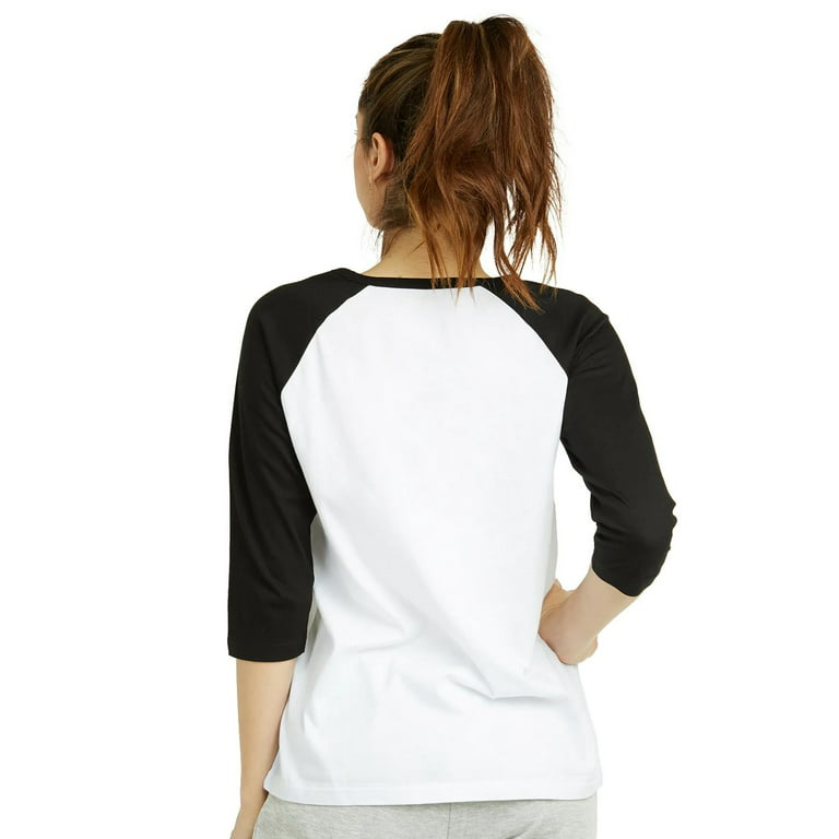 Women's Two Tone 3/4 Sleeve Raglan Shirt / Baseball Tee, White/ S - Walmart.com