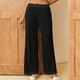 thumbnail image 5 of Pantalones de chándal de cintura alta y pierna ancha para mujer: cintura elástica, bolsillos laterales, cómodos y casuales., 5 of 6