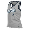 thumbnail image 2 of Women's-New Era  Silver Dallas Cowboys Lettuce Hem Notch Neck Tri-Blend Tank Top, 2 of 3