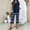 Navy, variant on Women's 2 Piece Casual Outfit Set Casual Summer Wide Leg Crop Pants and Top Matching Suits