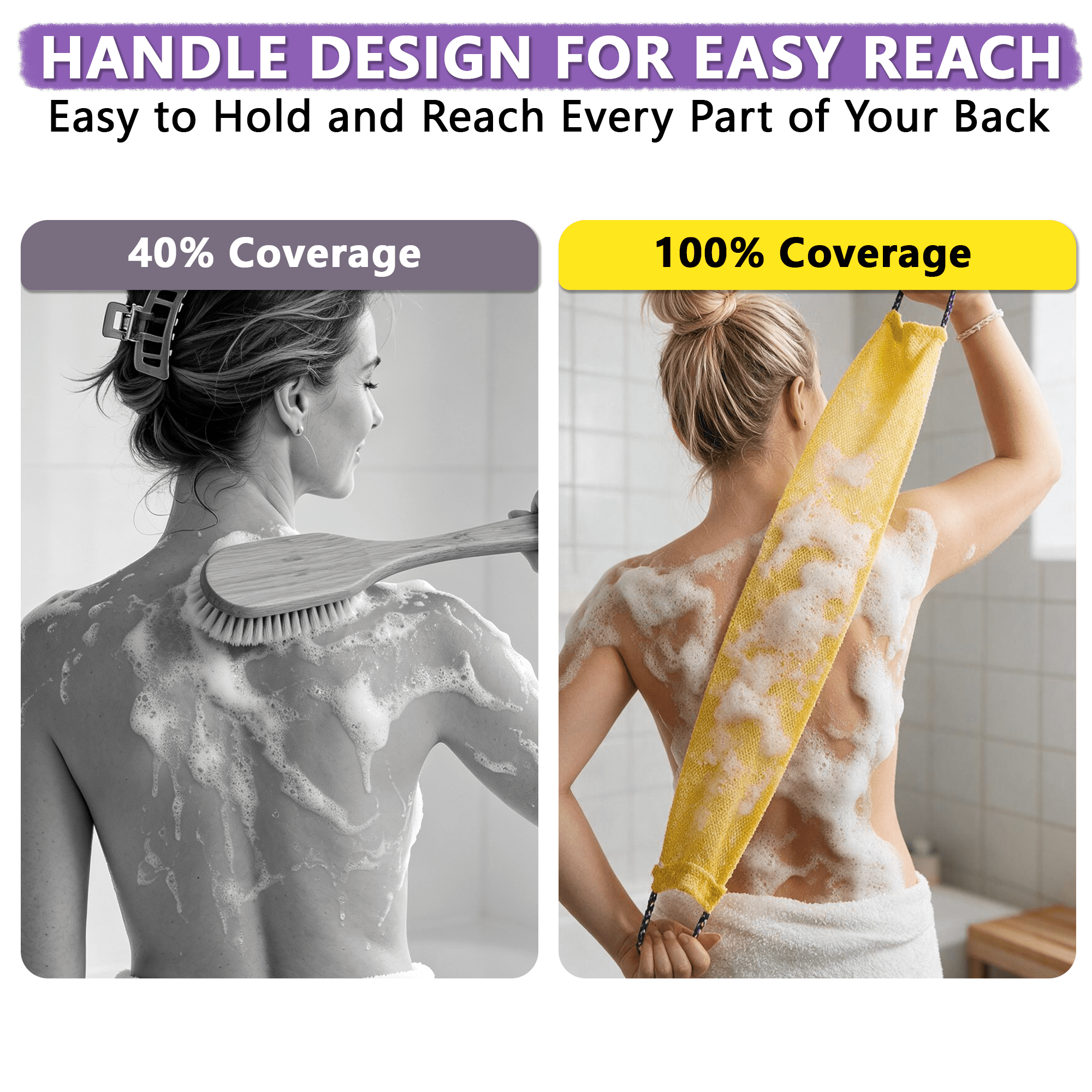 GARITIN African Net Sponge 5 Pack, Long Exfoliating Back Scrubber for Shower, Body Scrubber Exfoliator with Handles, Stretch Bath Net Wash Cloth for Skin Deep Cleansing